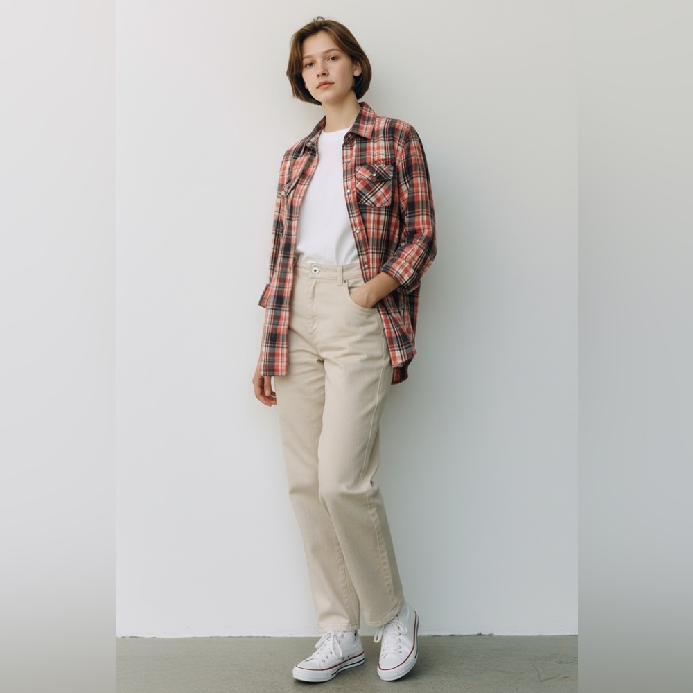 Red Plaid Button Down Shirt | Classic Western Style | Casual Flannel Top